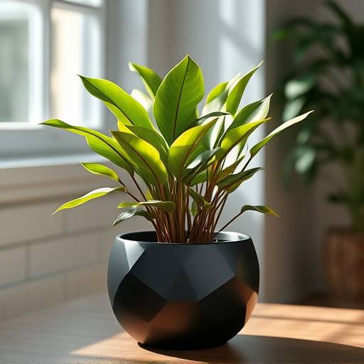 Zamioculca em um vaso moderno e minimalista.